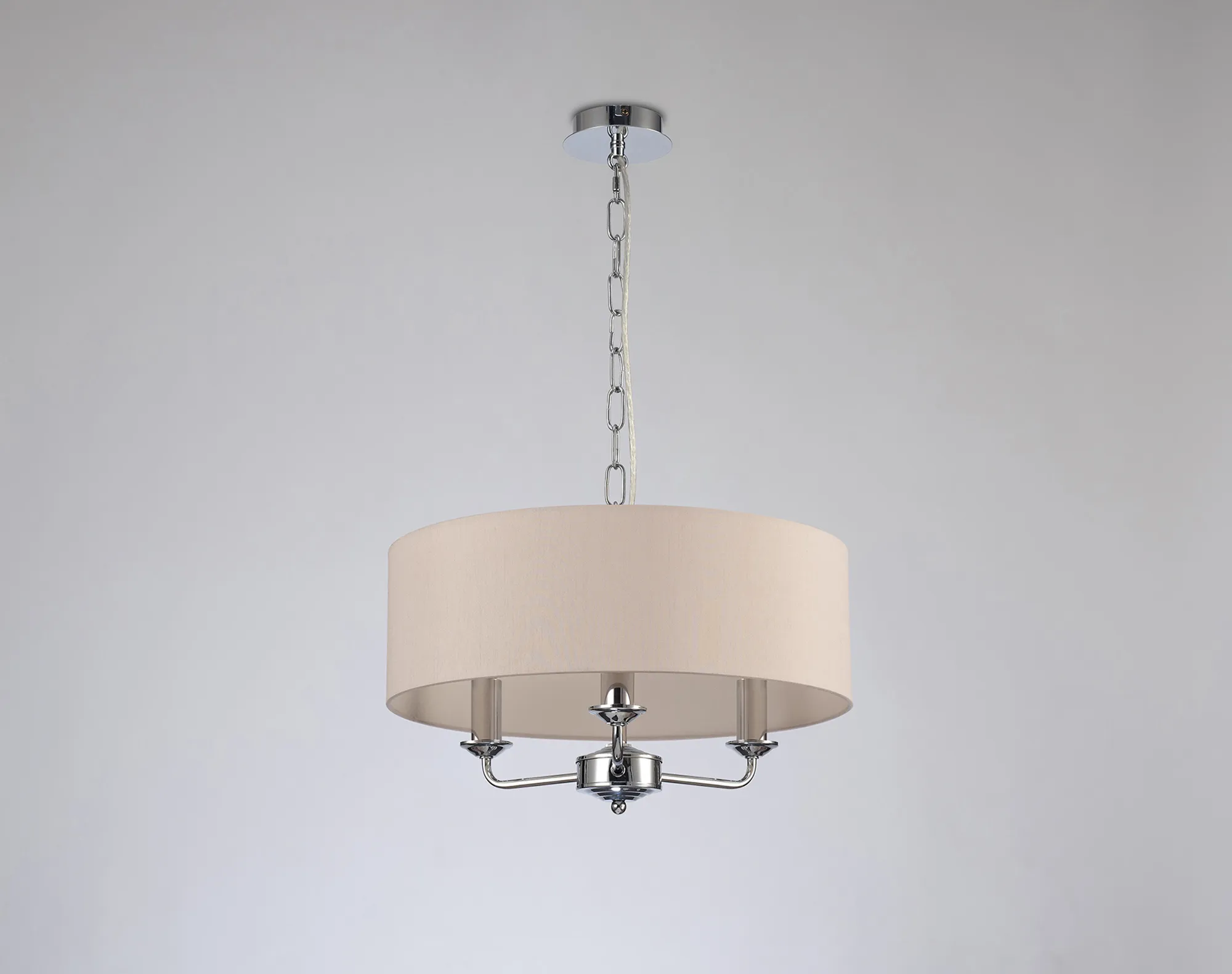 Banyan 45cm 3 Light Pendant Polished Chrome; Nude Beige/Moonlight DK0013  Deco Banyan CH NU